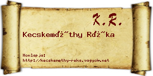 Kecskeméthy Réka névjegykártya